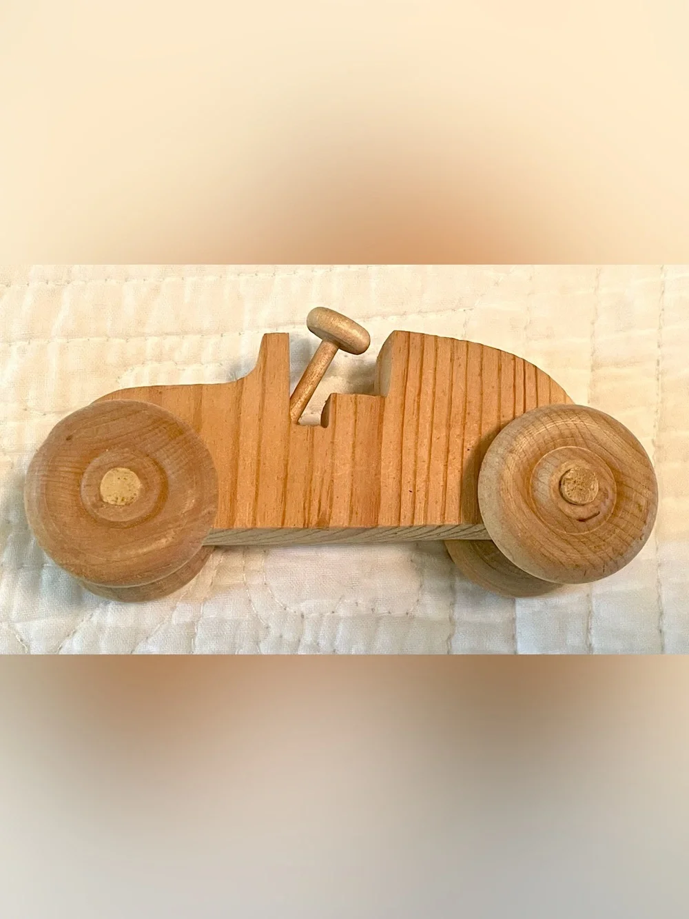 Natural Wood Toy Race Car - Unbranded (handmade one of a kind)